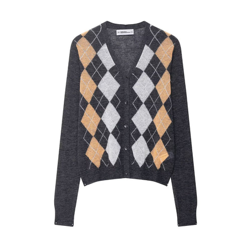 Cardigan femme tendance à motif écossais classique Chic & Stil