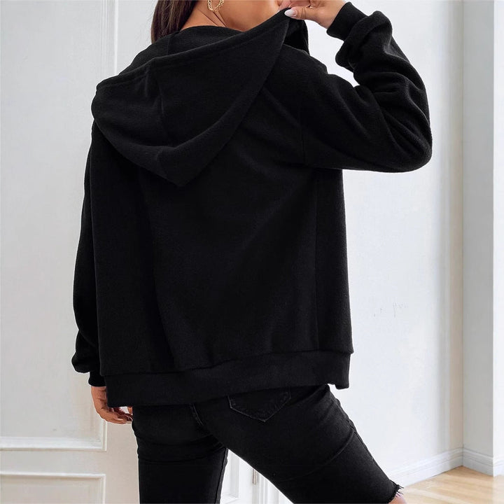 Women's Fleece Jacket with Hood and Practical Pockets Chic Und Stil