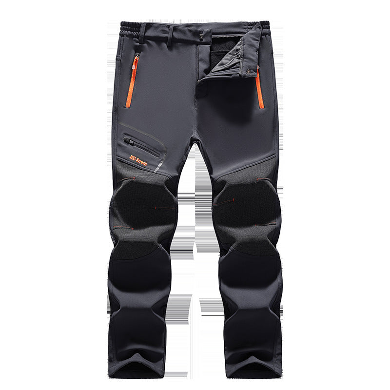 Men's softshell outdoor pants with reinforced knee patches, elastic waistband, and water-repellent membrane Amarae