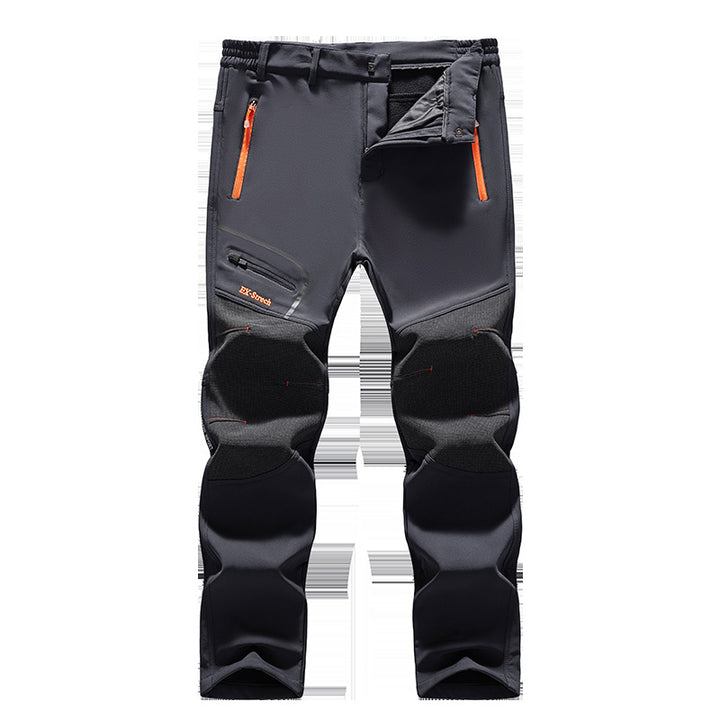 Men's softshell outdoor pants with reinforced knee patches, elastic waistband, and water-repellent membrane Amarae