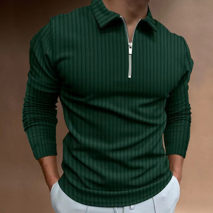 Men's long sleeve polo with trendy zip closure Lune London