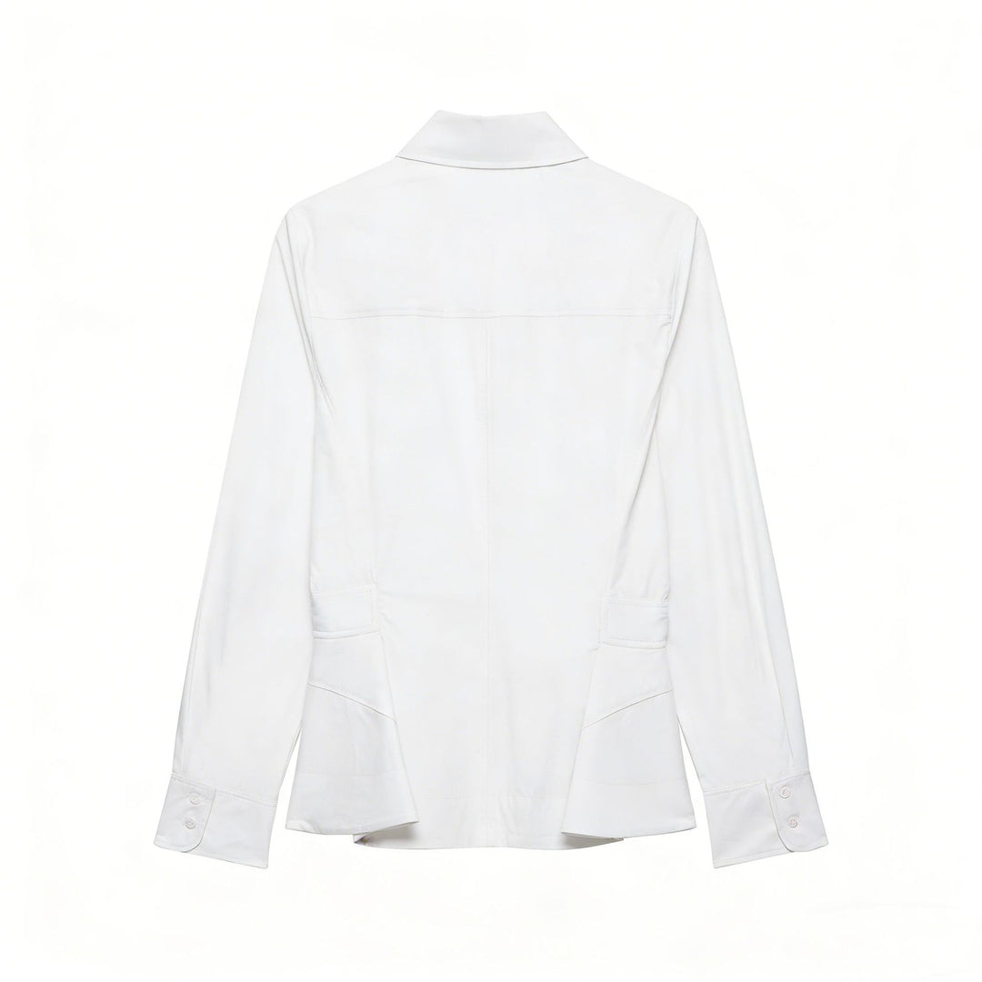 Women's Tailored Blouse Jacket with Peplum and Concealed Button Placket Amarae
