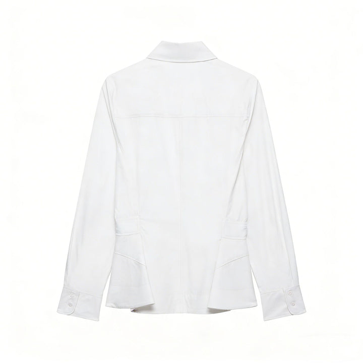 Women's Tailored Blouse Jacket with Peplum and Concealed Button Placket Amarae