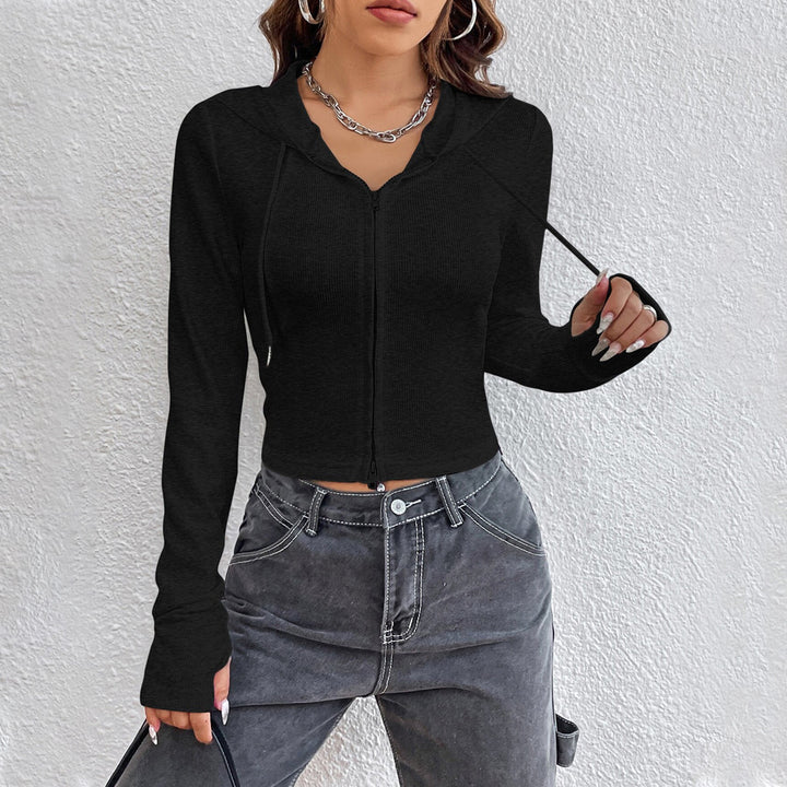Sweat à capuche cropped pour femmes avec capuche élégante et fermeture éclair Chic & Stil
