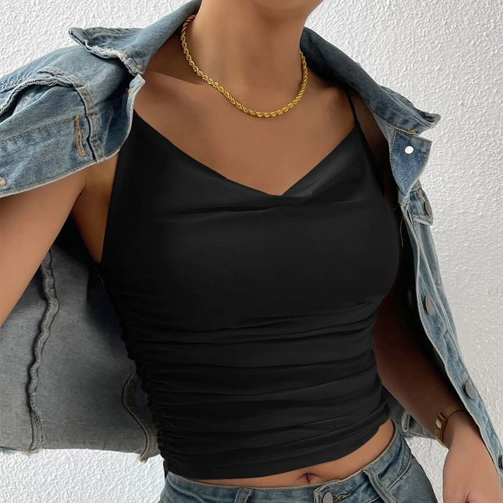 Top ajusté pour femmes avec décolleté en V et fronces Chic & Stil