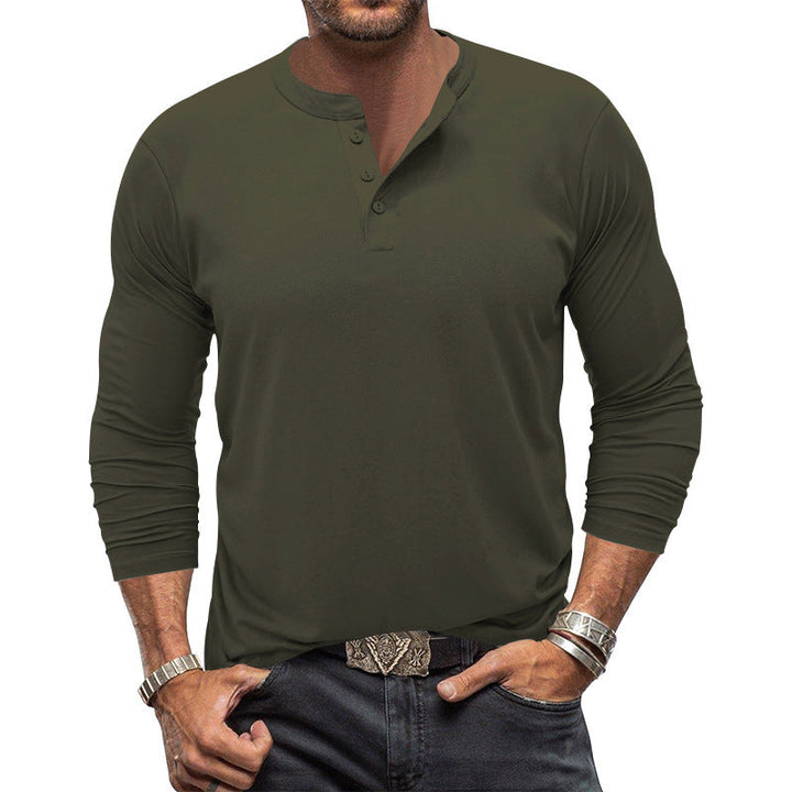 Men's Long Sleeve T-Shirt with Button Placket Amarae