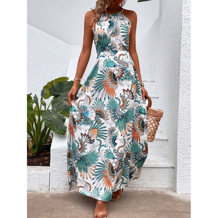 Ladies Necklace Flowers Maxi Dress Lune London
