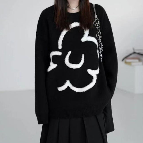 Casual knitted sweater for women with floral pattern Amarae