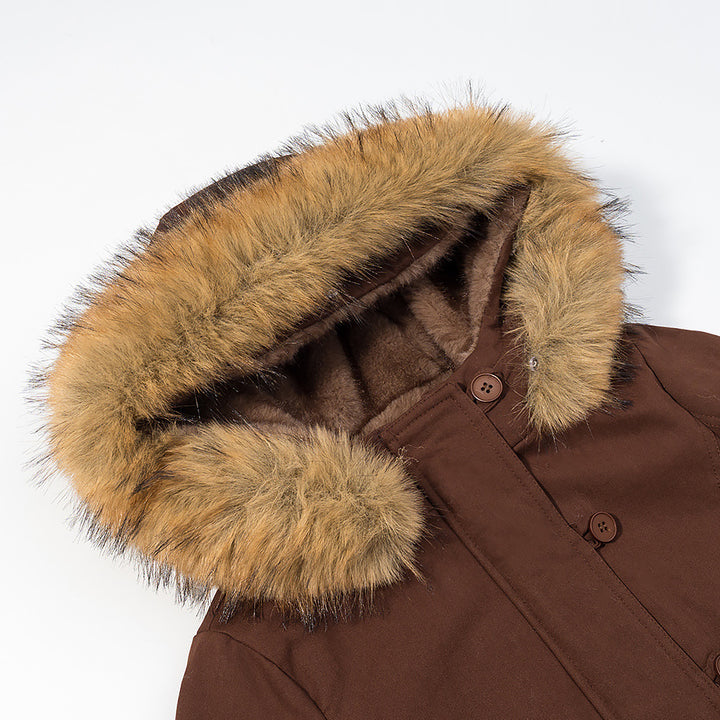 Women's Cozy Bomber Jacket with Faux Fur Hood and Teddy Lining Amarae