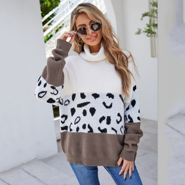 Pull tendance et confortable pour femmes avec col montant et motif animal Chic & Stil