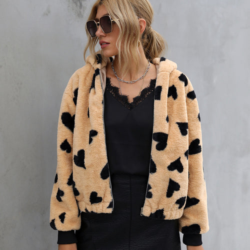 Ladies Cozy Jacket with Chic Colorful Heart Design