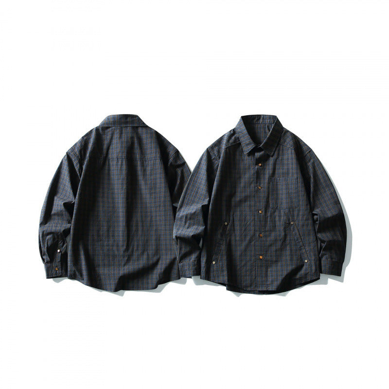 Men's overshirt in check pattern with front pockets and snap button placket Amarae