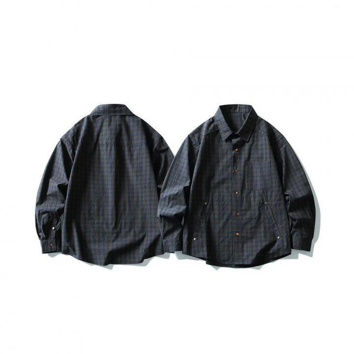 Men's overshirt in check pattern with front pockets and snap button placket Amarae