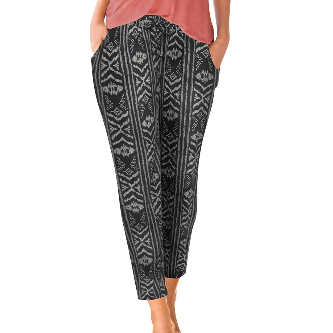 Floral pants for women with elastic waist and side pockets Lune Londonl