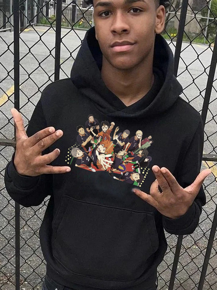 Men's Hoodie with Stylish Anime Print Lune London
