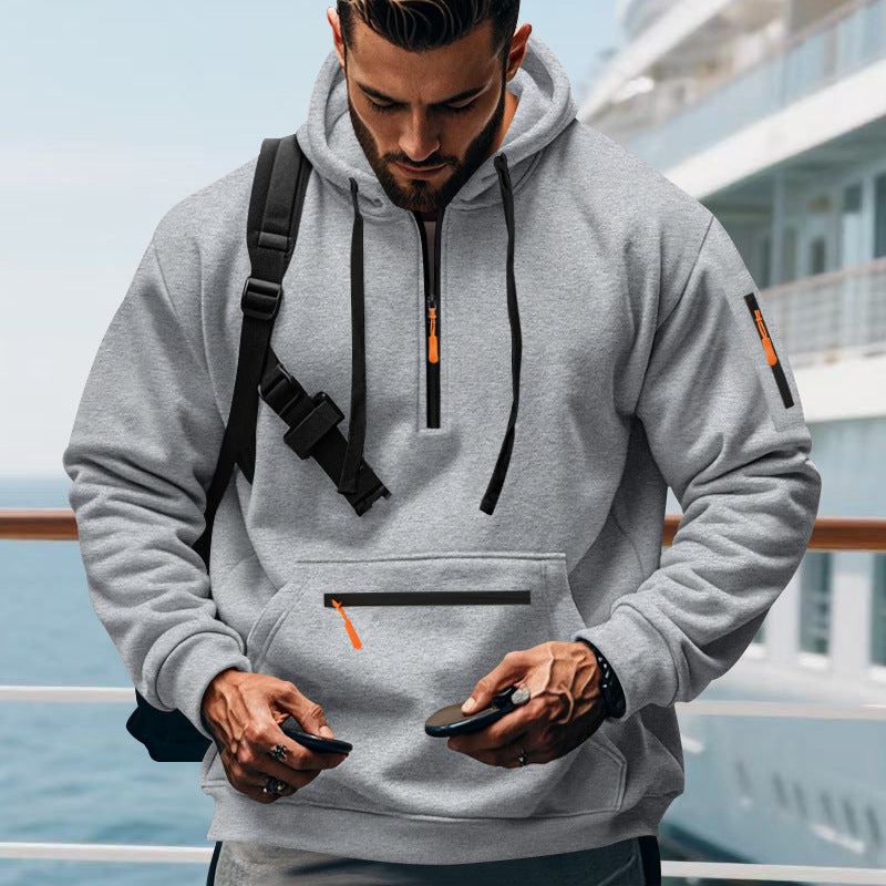 Men's sporty hoodie with practical zip pockets Lune London