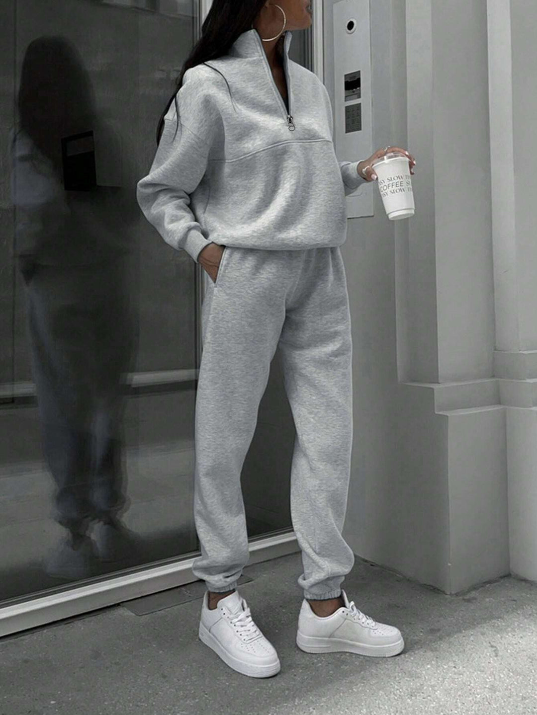 Women's Comfort Sweat Set with Half-Zip Stand-Up Collar and Relax Jogger Amarae
