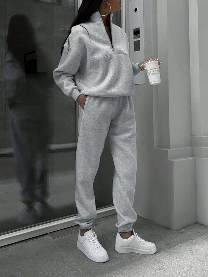 Women's Comfort Sweat Set with Half-Zip Stand-Up Collar and Relax Jogger Amarae