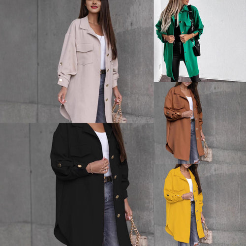 Chic oversized shirt jacket for women with pockets and button details Amarae