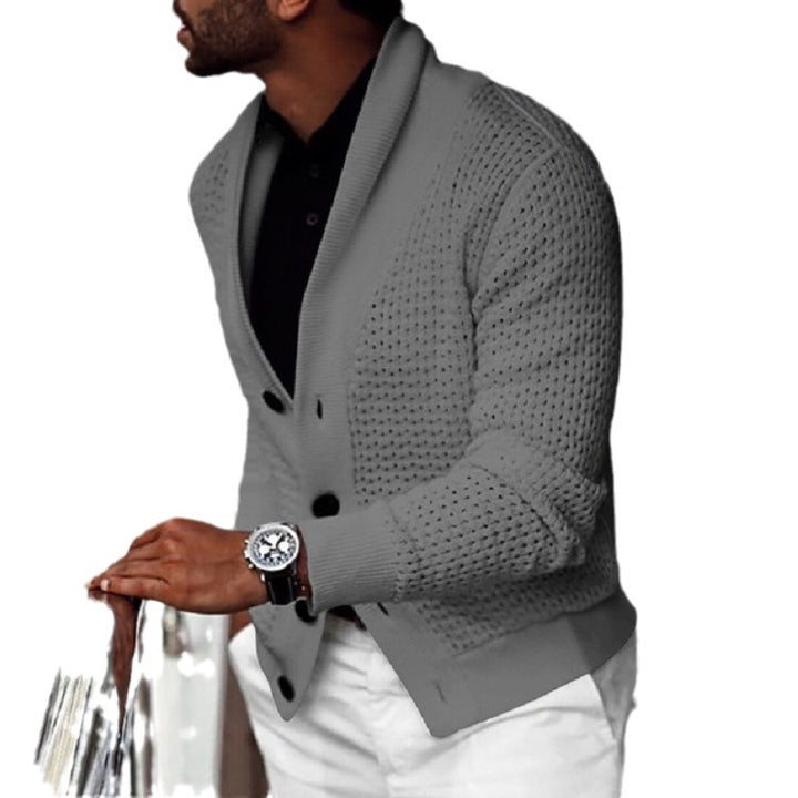 Casual knitted cardigan for men with innovative hole pattern and modern cut Lune London