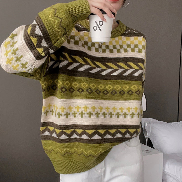 Pull en tricot confortable pour femmes avec design de motif créatif Chic & Stil