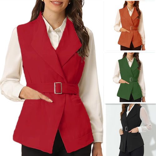 Trendy fitted blazer jacket for women with large pockets and belt Amarae