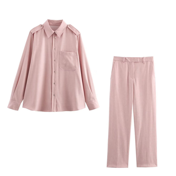 Women's Loose High-Waist Fabric Pants in Linen Look with Straight Leg Amarae