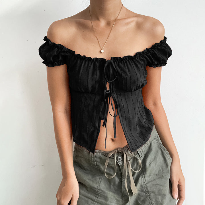 Women Structured Crop Top Off-Shoulder Lune London