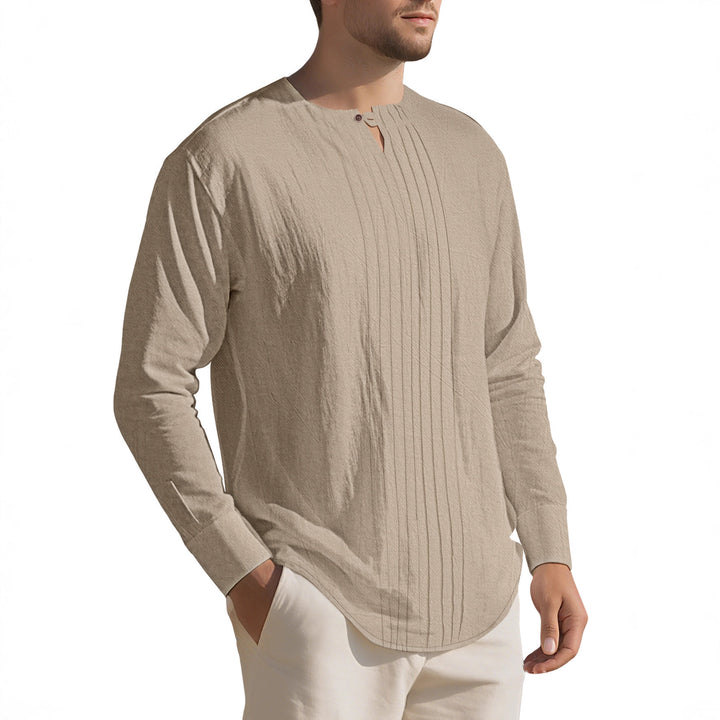 Elegant long-sleeve shirt for men with textured design and trendy high collar Lune London
