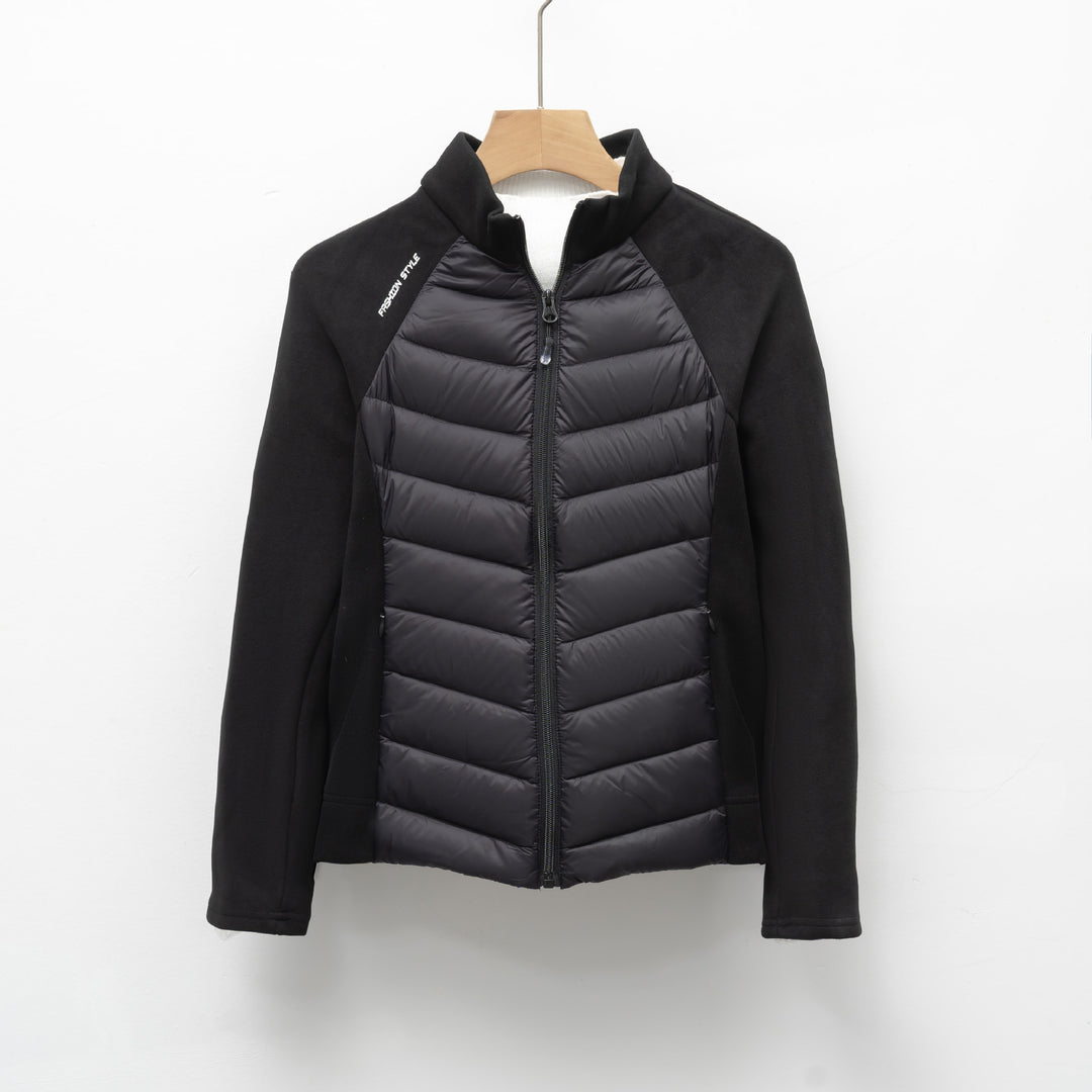Quilted sports jacket for women with high collar and functional zip pockets Lune London