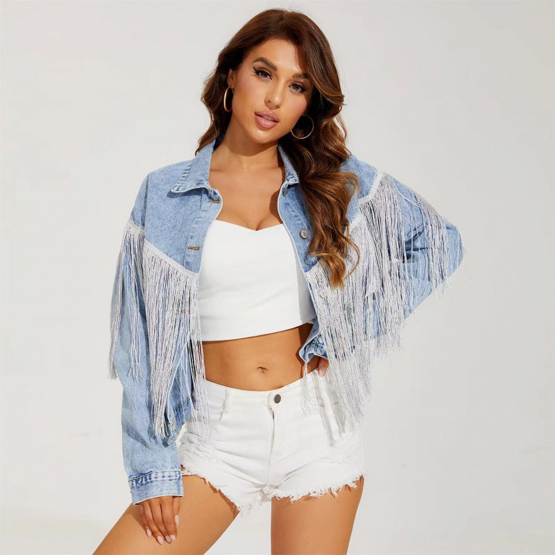 Veste en jean pour femmes avec design effiloché Chic & Stil