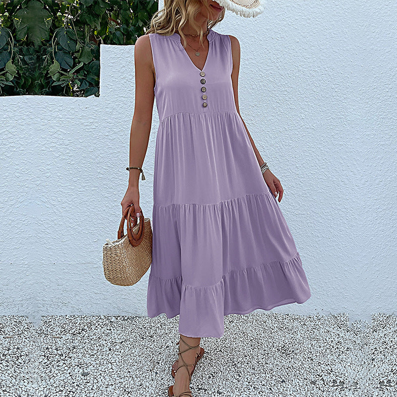 Lune London Women's Sleeveless Maxi Dress with Ruffle Detail