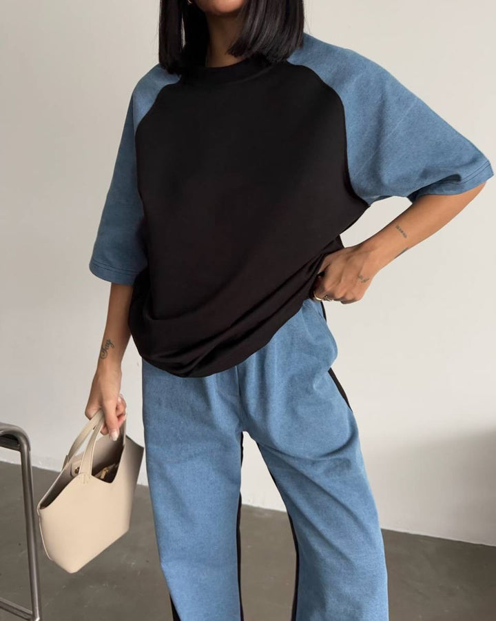 Casual tracksuit set for women with oversized top and wide leg Lune London