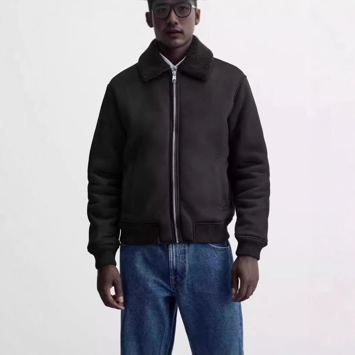 Men's bomber jacket with teddy collar and zipper Amarae