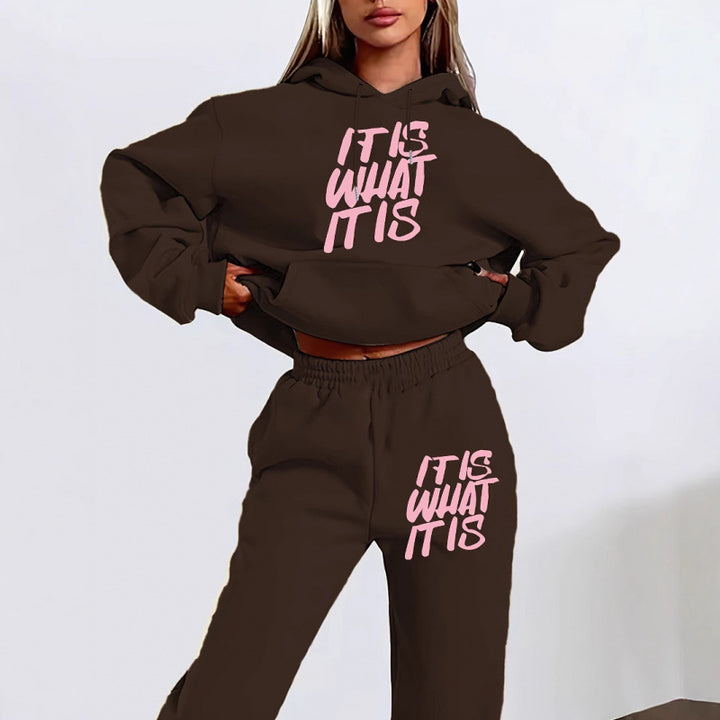 Women's leisure hoodie and jogger set with inspiring lettering Lune London