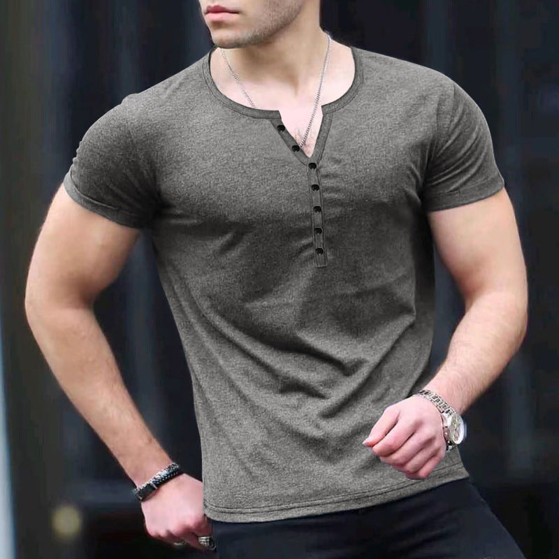 Men's Short Sleeve Henley Shirt with Button Placket and Fitted Cut Lune London