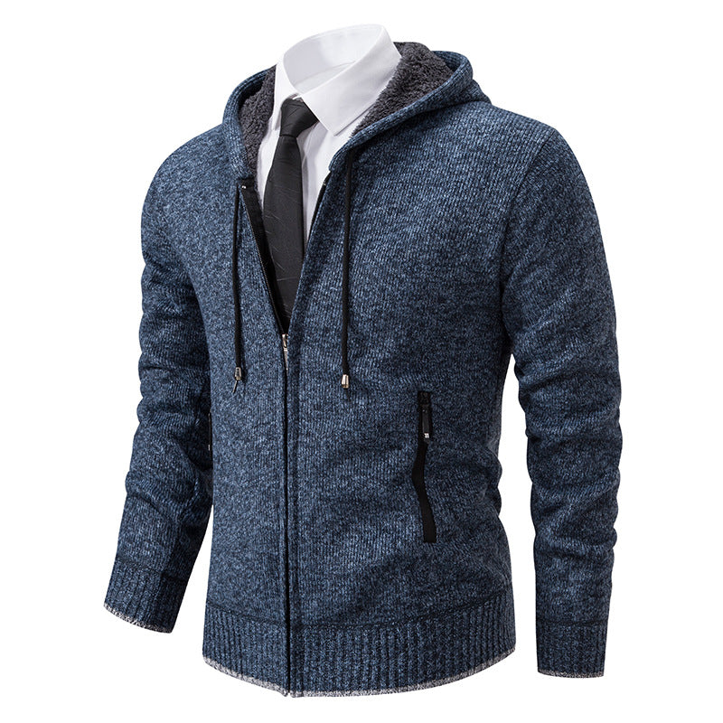 Men's knitted jacket with hood and soft inner lining Lune London