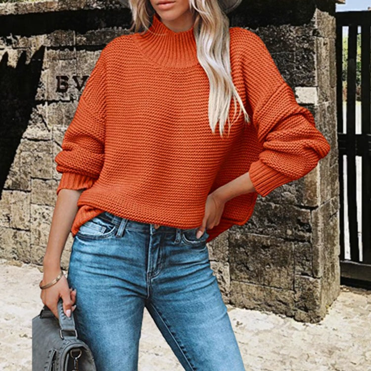 Pull en maille épaisse pour femmes avec col haut et coupe décontractée surdimensionnée Chic & Stil