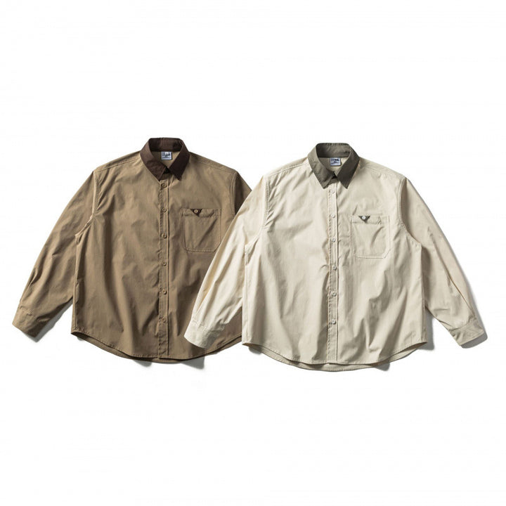 Men's oversized shirt in relaxed fit with contrast collar and patch chest pocket Amarae