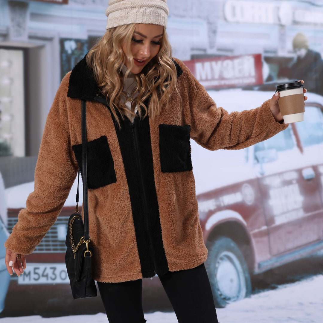 Ladies Cozy Fleece Jacket with Contrasting Pockets Amarae