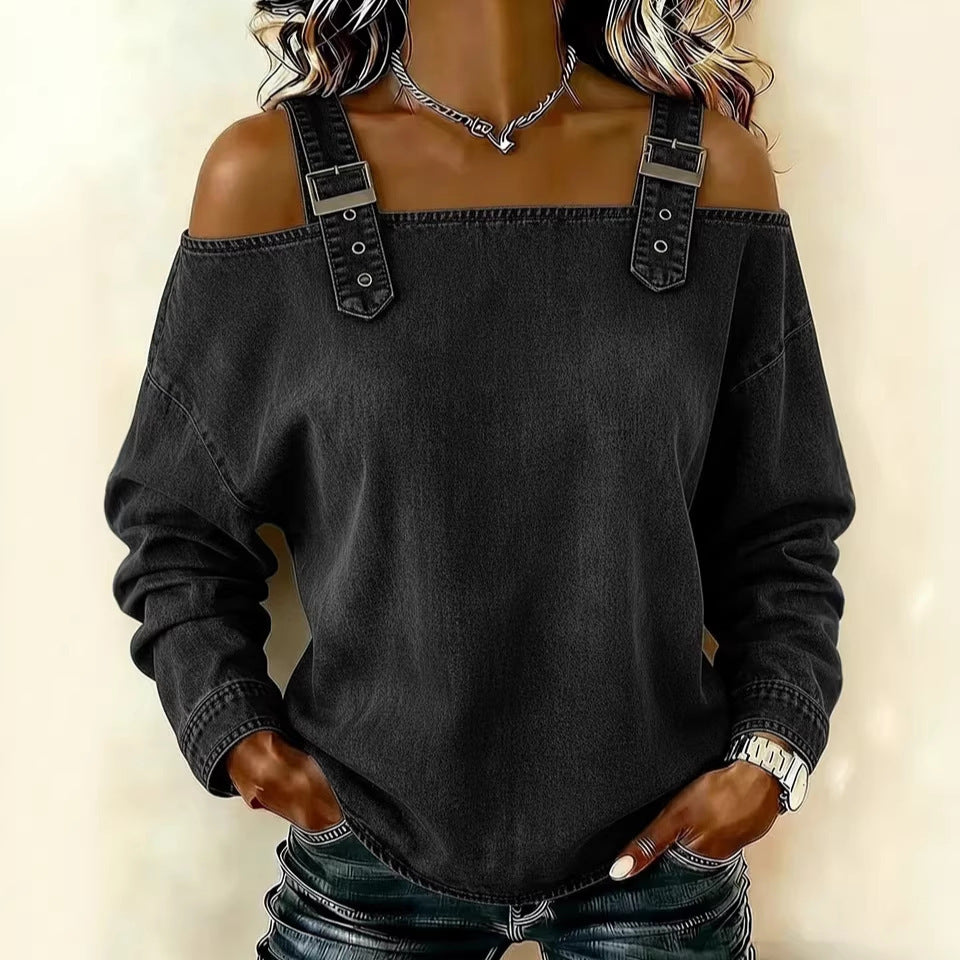 Women's casual sweatshirt with decorative shoulder details Chic & Stil