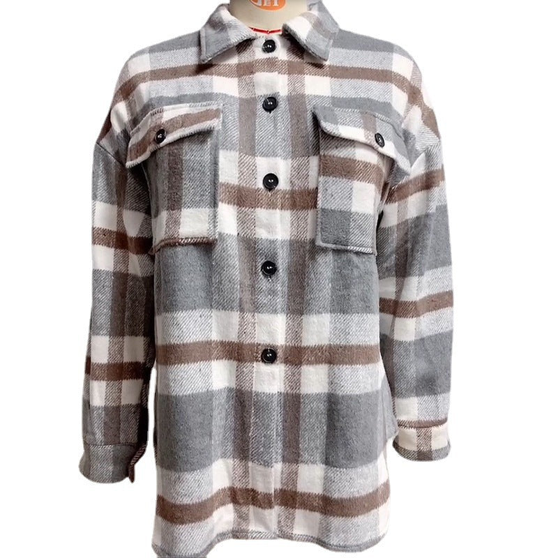 Ladies Checked Shirt Jacket Moon London