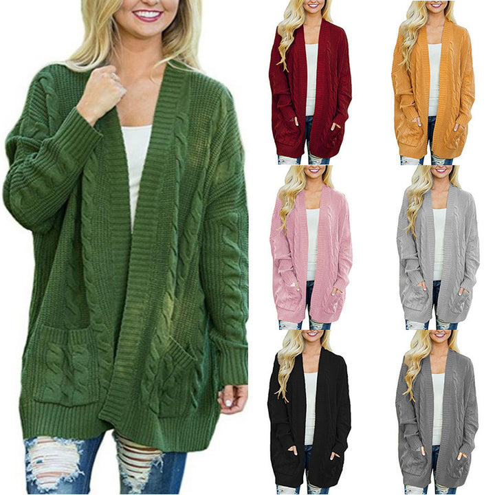 Casual cardigan for women with cable pattern and large pockets Lune London