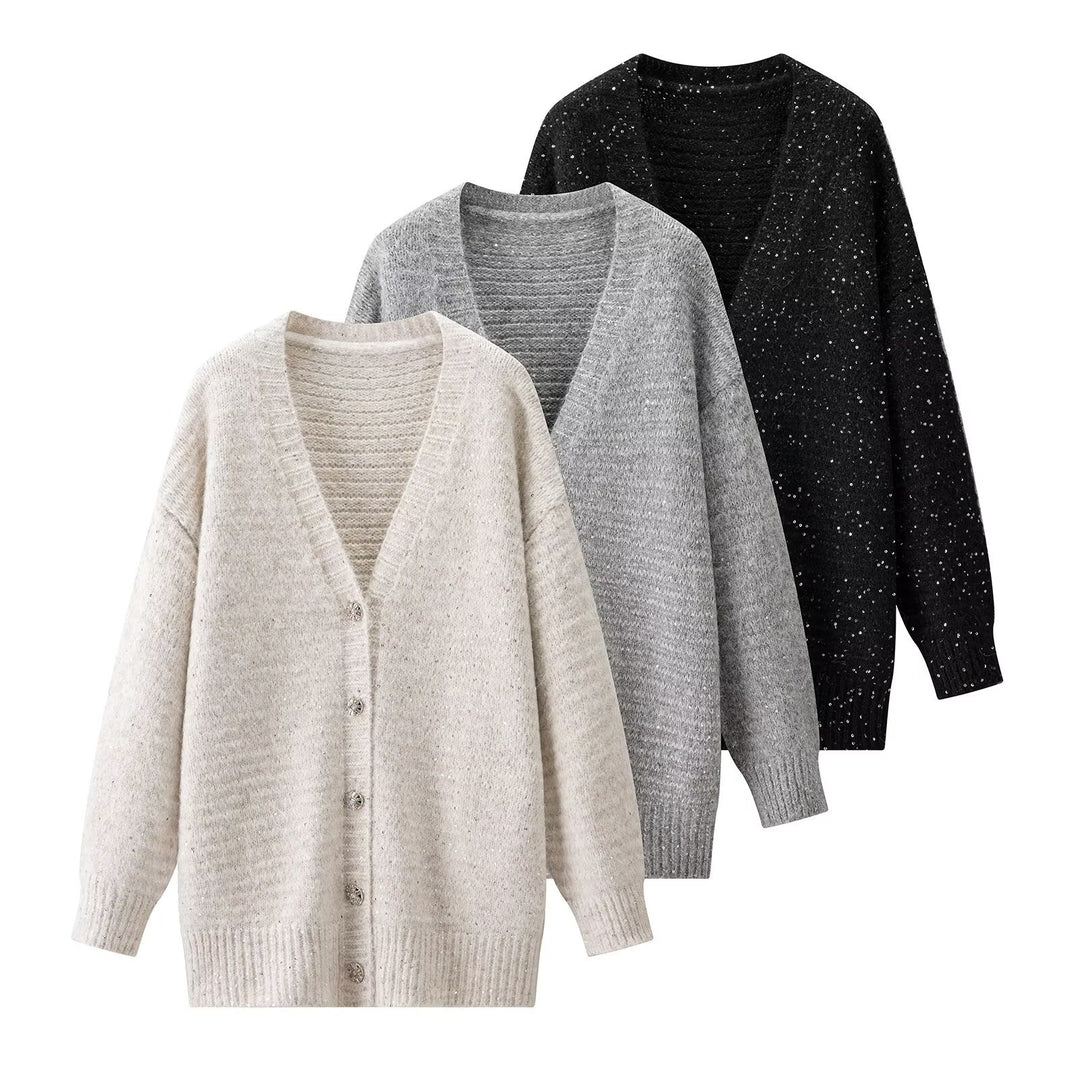 Cardigan Femme Confortable avec Col V et Fermeture Boutonnée Chic & Stil