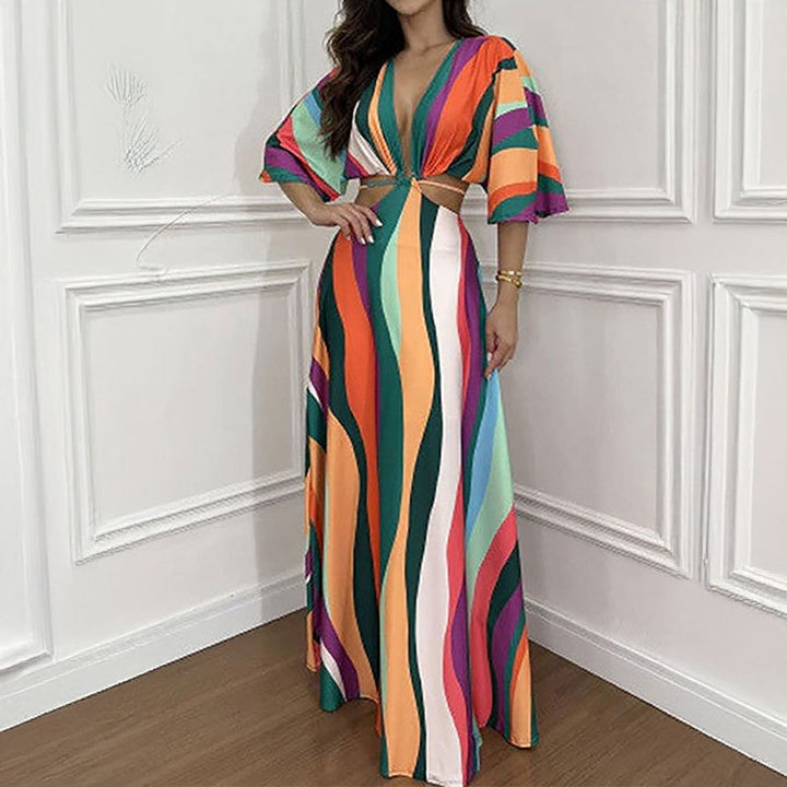 Robe maxi pour femmes avec des motifs élégants en vagues Chic & Stil