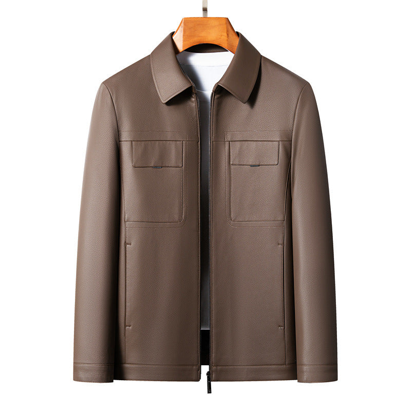 Elegant synthetic leather jacket for men with practical pockets Lune London