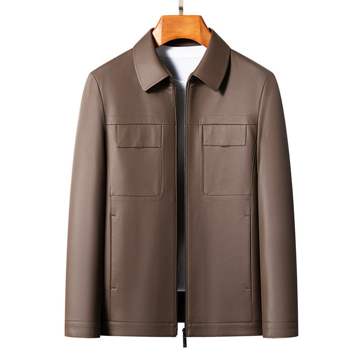 Elegant synthetic leather jacket for men with practical pockets Lune London