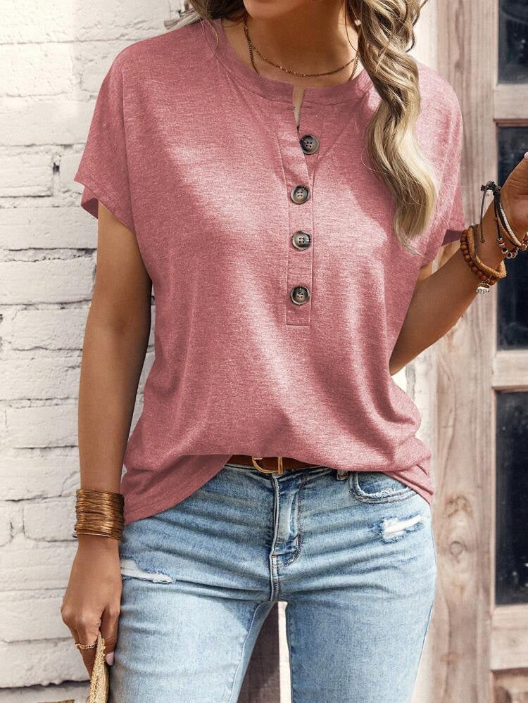 Short sleeve blouse for women with button placket and relaxed fit Lune London