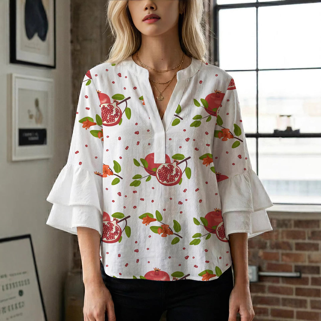 Women's blouse with voluminous ruffled sleeves and modern design Lune London