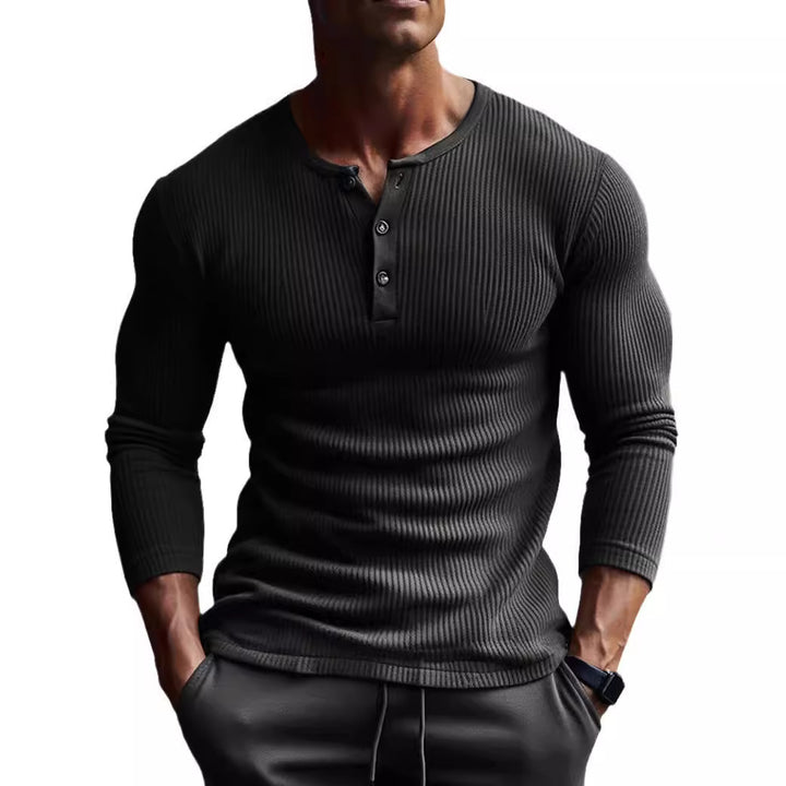 Men's long sleeve T-shirt with textured ribbed pattern Amarae